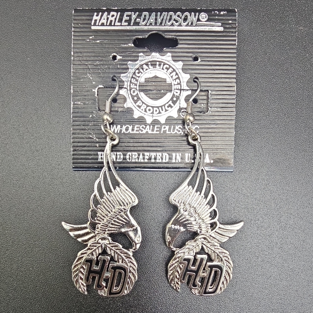 Harley-Davidson Silver Eagle Dangle Earrings - image 3